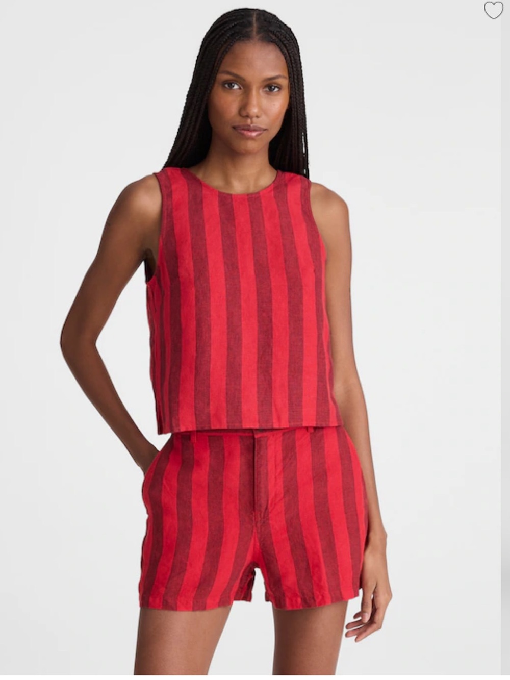 Madewell Tie-Back Shell Top in 100% Linen - Enamel Red